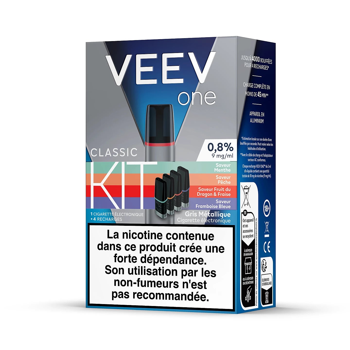VEEV ONE Kit - 1 ECIG + 4 SAVEURS 9mg/ml PUFF ET CBD VEEV ONE Kit - 1 ECIG + 4 SAVEURS 9mg/ml PUFF ET CBD