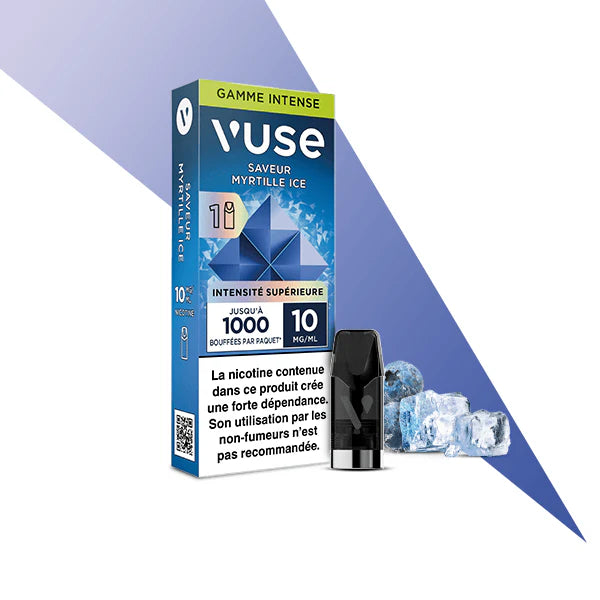 Vuse recharge 1pod gamme intense - Myrtille Ice PUFF ET CBD Vuse recharge 1pod gamme intense - Myrtille Ice PUFF ET CBD
